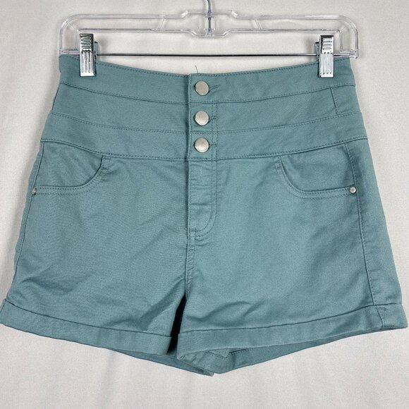 Tinseltown High-Rise Shorts Junior Size 7 Sea Foam Green Stretch Casual - Picture 1 of 13